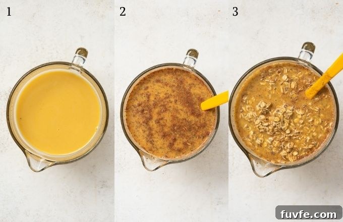 Pumpkin overnight oats process collage