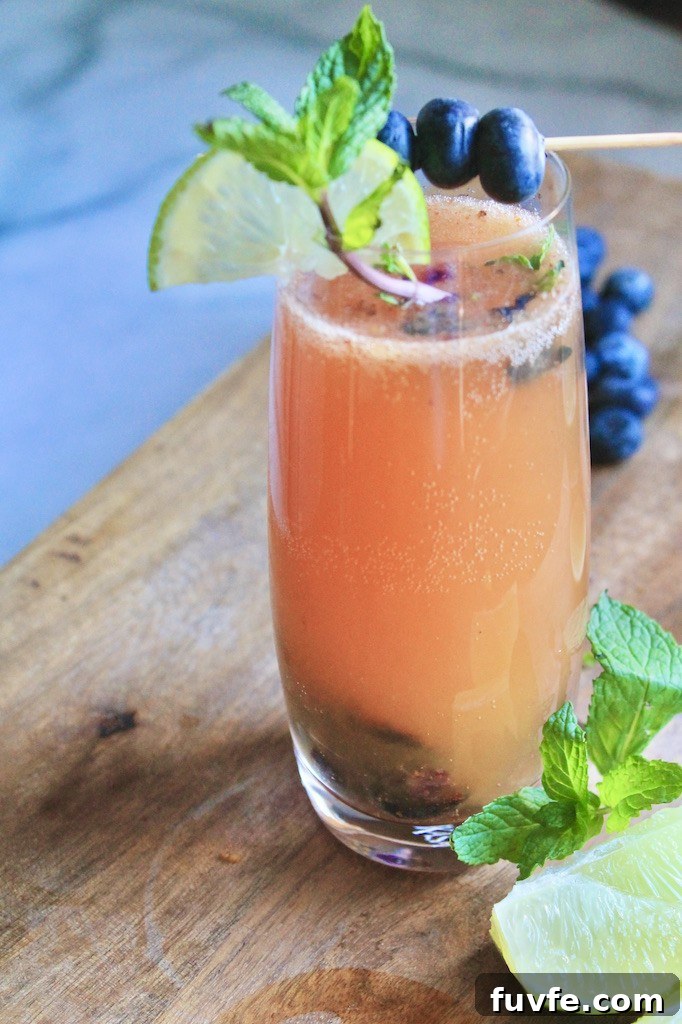 mango blueberry gin fizz