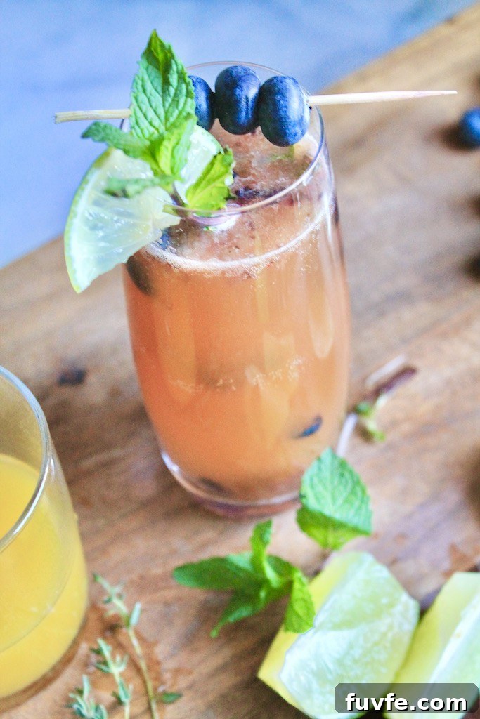 refreshing mango blueberry fizz