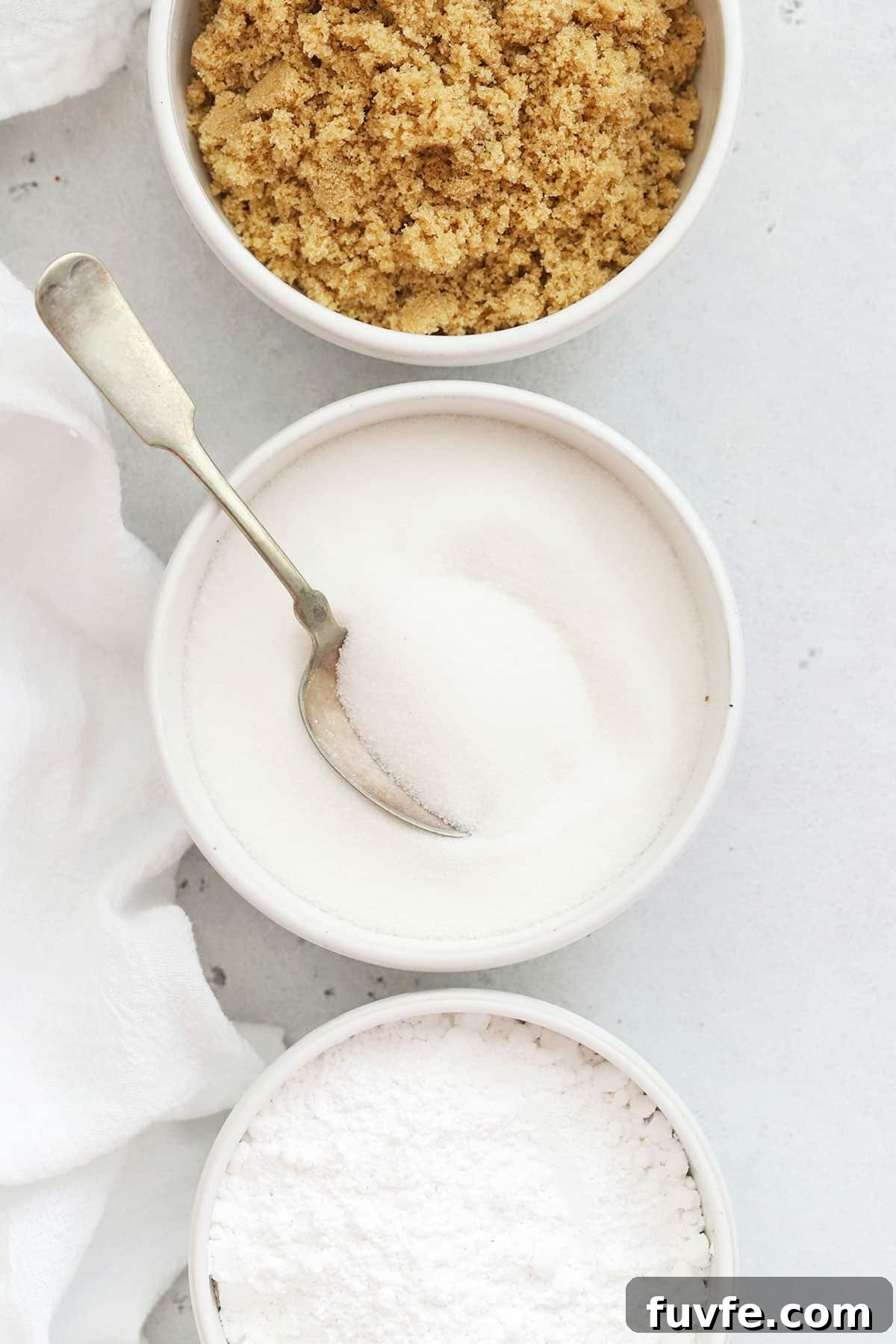 Is Sugar Gluten-Free? What You Need to Know About Sugars and Gluten 3 three kinds of sugar in white bowls