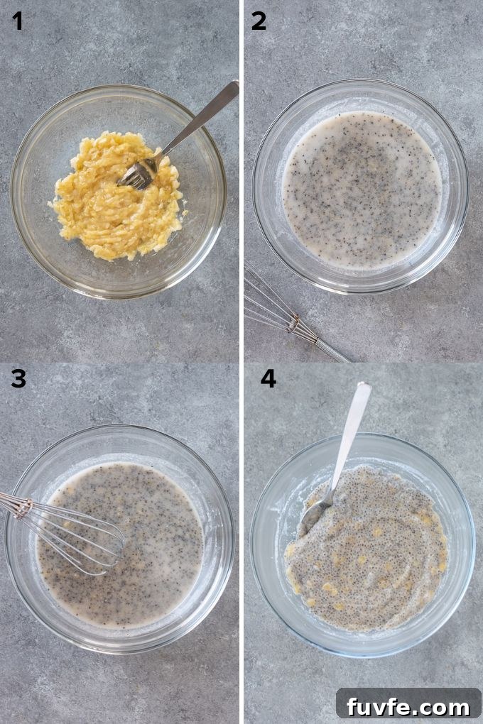 How to make banana chia pudding collage