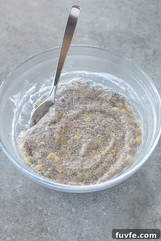 Creamy Banana Chia Seed Pudding Recipe 6 Banana chia seed pudding in mixing bowl
