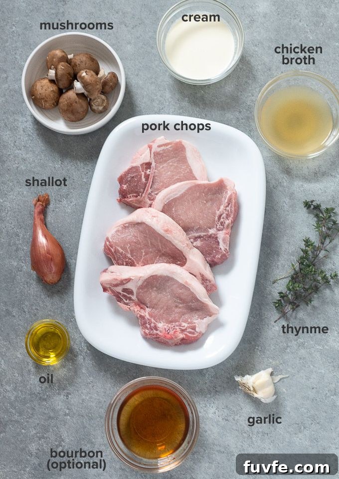 Pan seared pork chops with mushroom sauce ingredients