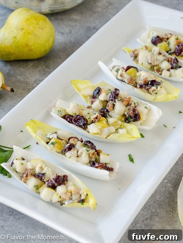 Endive Salad Bites on white platter