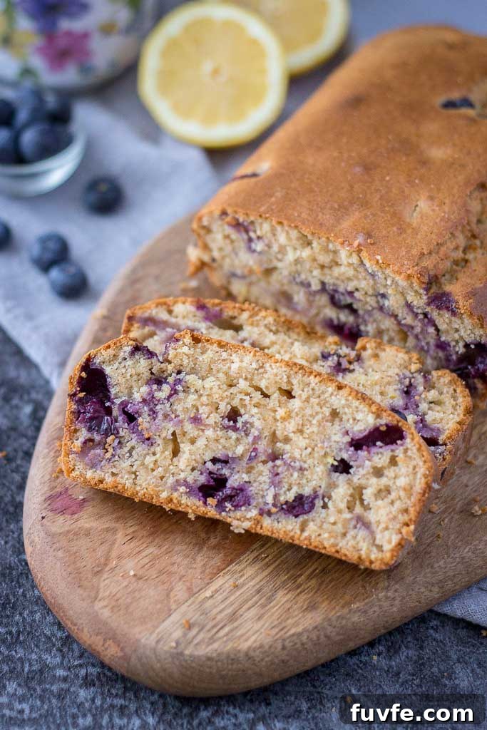 Lemon Blueberry Pound Cake with fresh blueberries