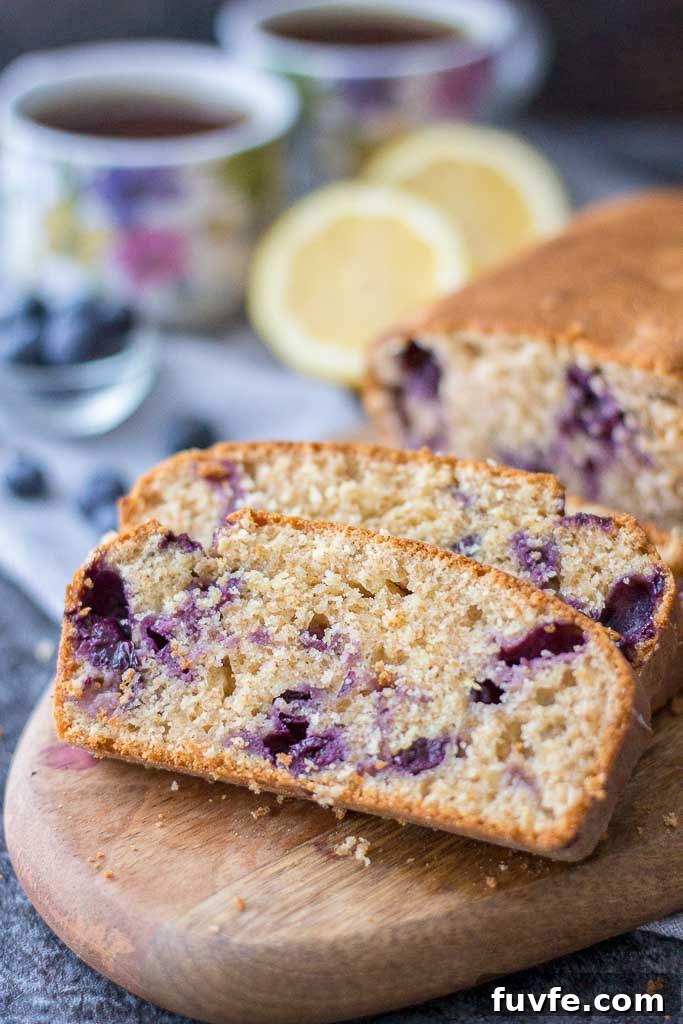 Lemon Blueberry Pound Cake with fresh blueberries