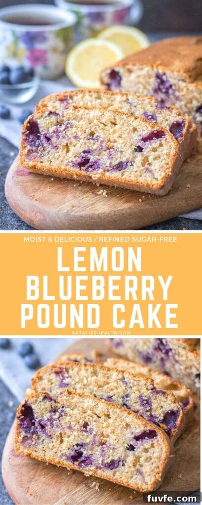 Moist and delicious, this healthy Lemon Blueberry Pound Cake is the best lemon pound cake ever! It's made without refined sugars and super easy to make.