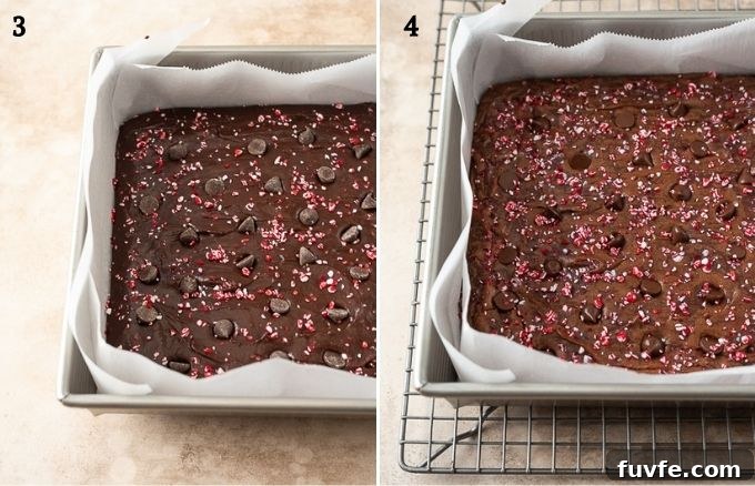 Fudgy Peppermint Brownies Recipe 5 Peppermint brownie recipe before and after baking