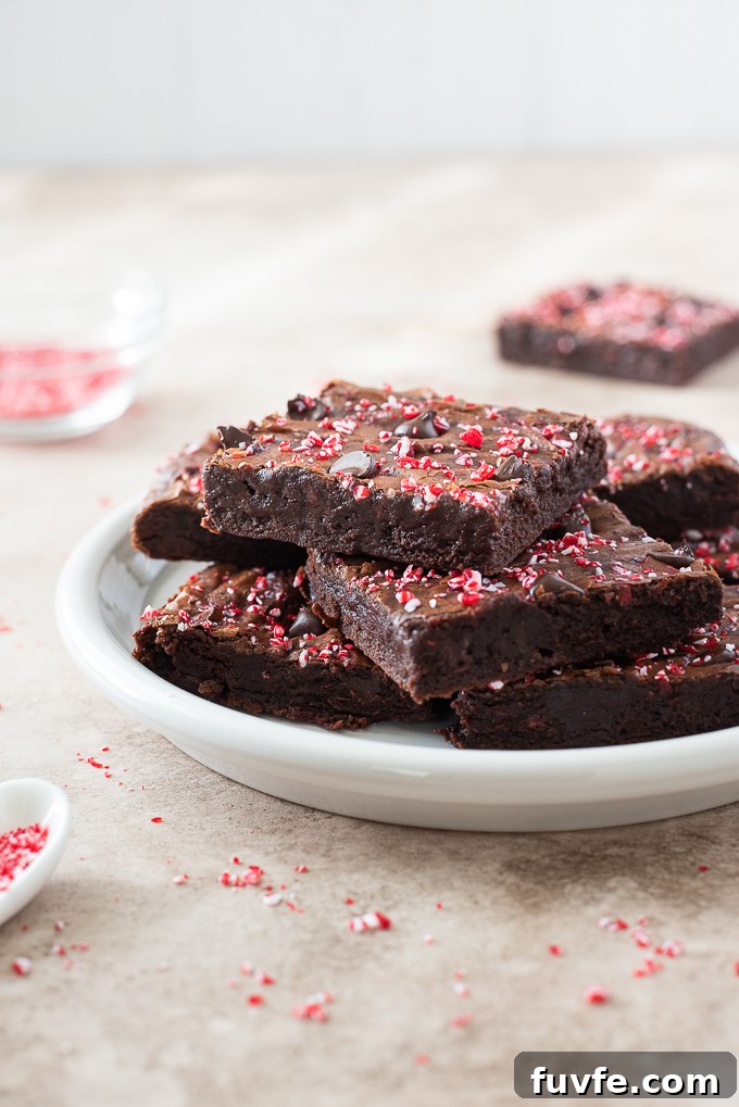 Fudgy Peppermint Brownies Recipe 6 Plate of peppermint brownies