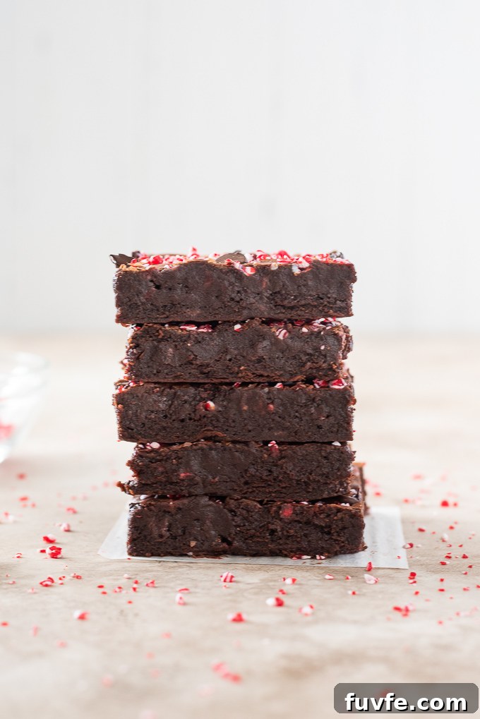 Stack of peppermint brownies