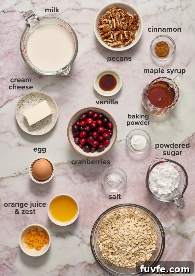 Cranberry oatmeal ingredients.
