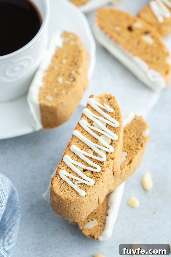 Gingerbread Biscotti Recipe for Holiday Mornings 7 Gingerbread biscotti with white chocolate with coffee