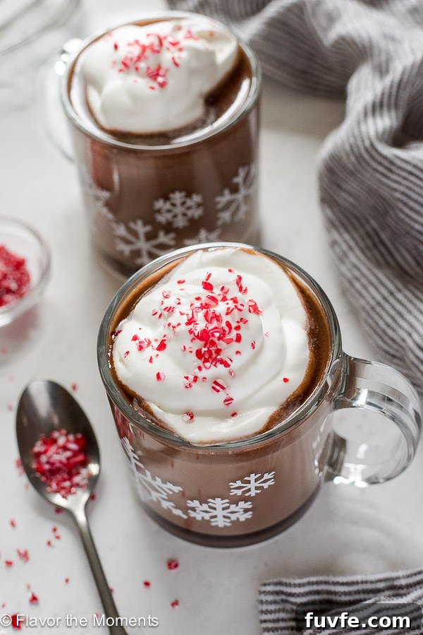 Slow Cooker Peppermint Hot Chocolate Recipe 2 Crock Pot Hot Chocolate with whipped cream and peppermint