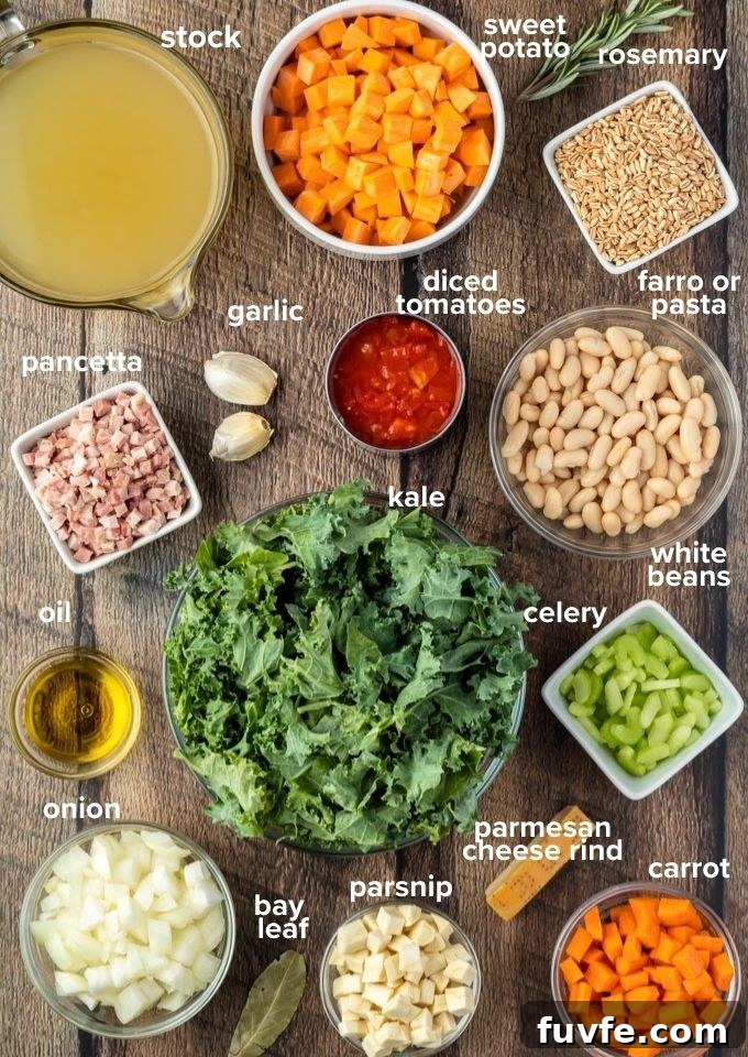 Winter minestrone soup ingredients