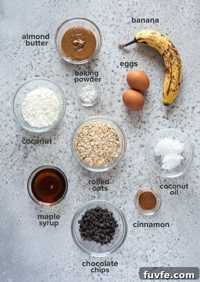 Healthy banana breakfast cookie ingredients