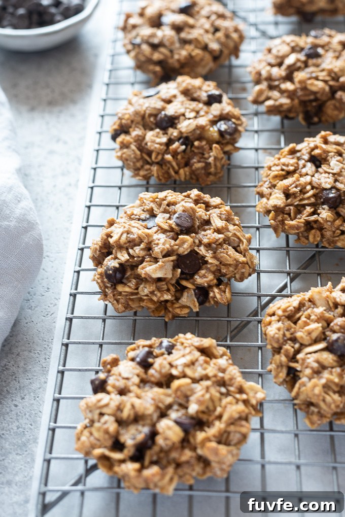 Banana breakfast cookies on a wire rack