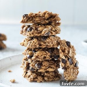 Stack of Banana Oatmeal Breakfast cookies