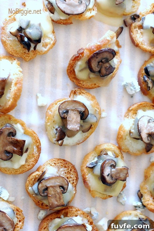 Savory Blue Cheese and Mushroom Crostini Recipe 5 blue cheese mushroom crostini | NoBiggie.net