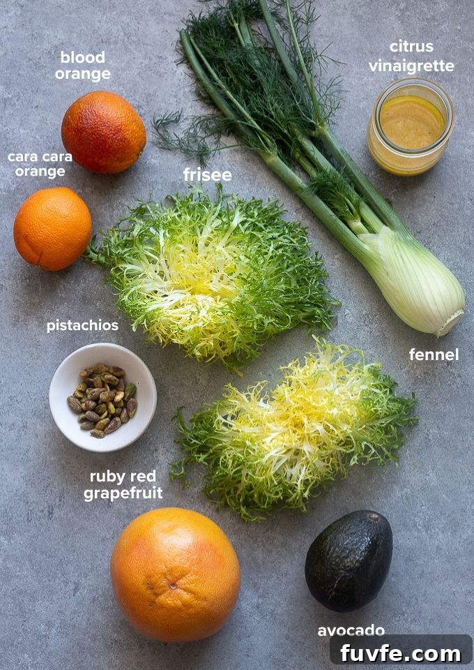Citrus Frisee Salad with Fennel and Avocado 4 Frisee salad ingredients.