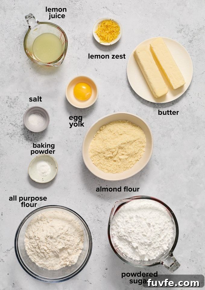 Meyer Lemon Kourabiedes Recipe: Greek Butter Cookies 4 Greek butter cookie recipe ingredients.
